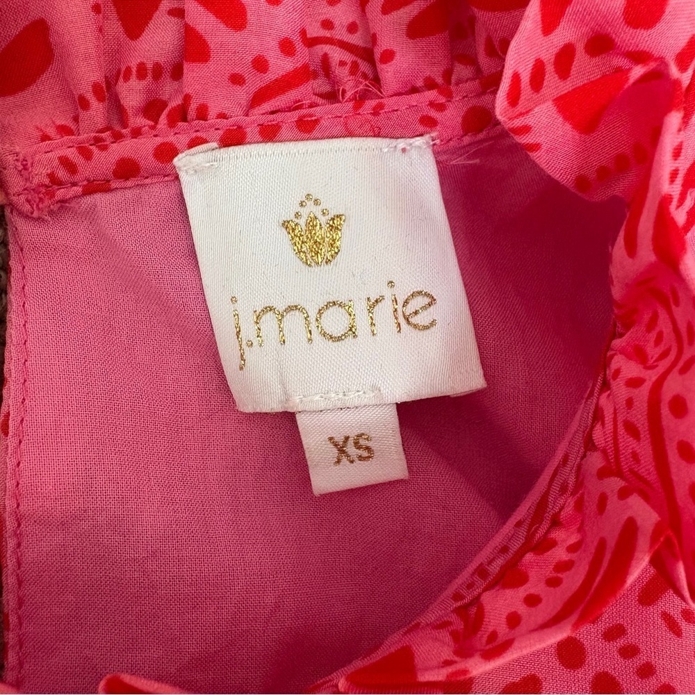 J. Marie Noelle Ruffle Sleeve Top Pink Novelty Print Size XS - Picture 5 of 7